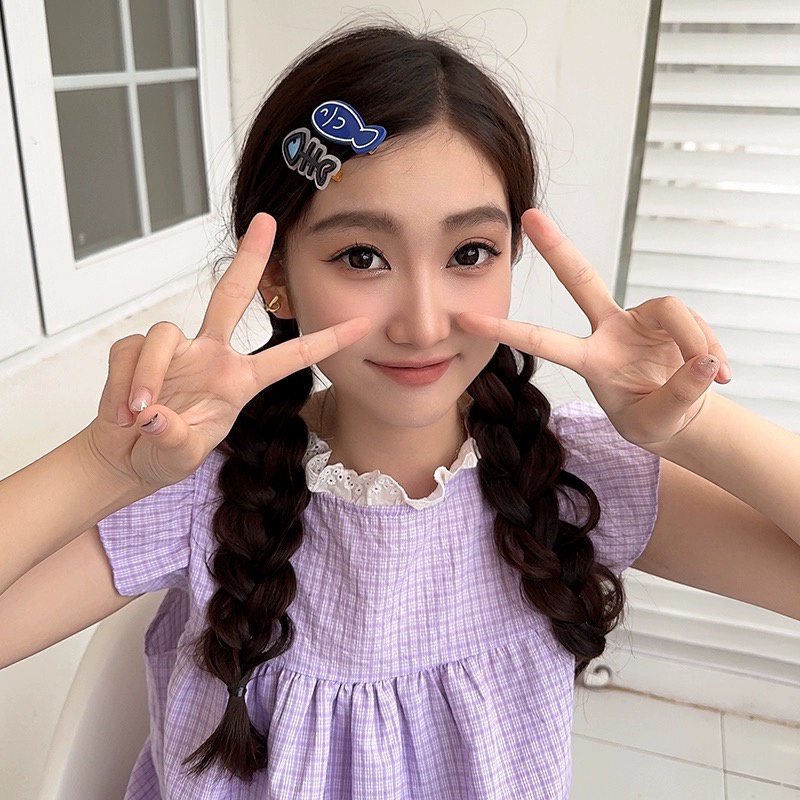 Kẹp Tóc Hình Xương Cá Nhỏ Phong Cách Đại Dương ins Kẹp Tóc Gãy Bên Hông Dopamine Vui Nhộn Cho Bé Gái
