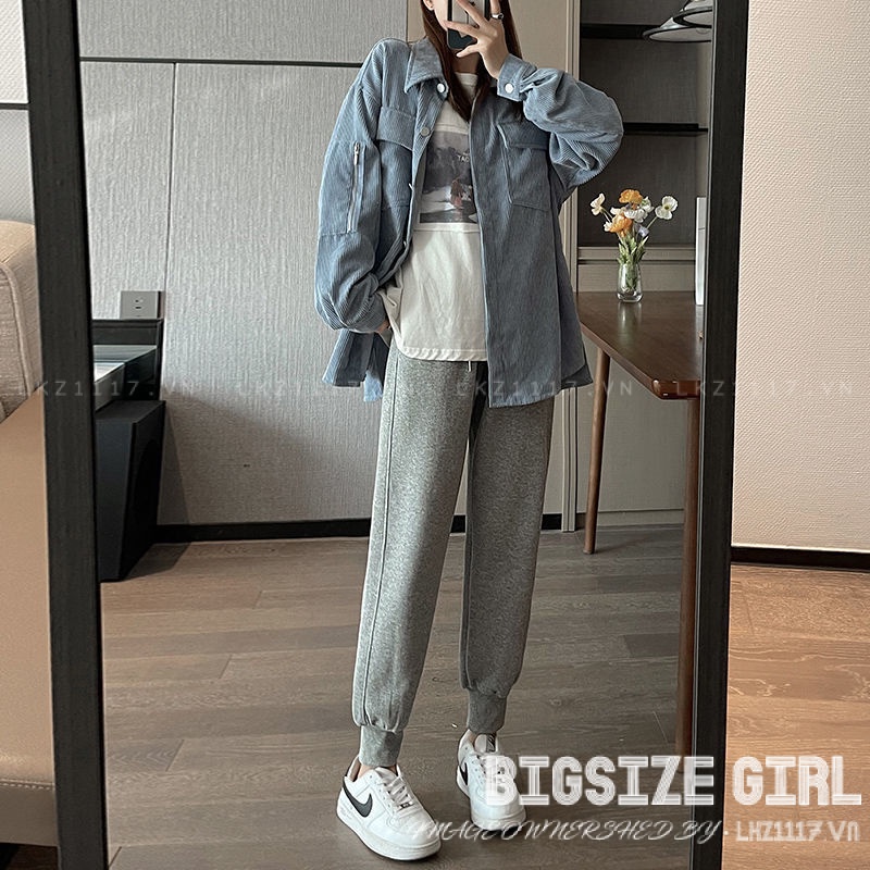 Quần Dài Nữ Quần Tây lưng cao Bigsize Quần Jogger Nỉ cạp chun lưng thun dáng suông thiết kế dây rút đen mùa đông Phong Cách hàn quốc đẹp Thanh Lịch cho nữ