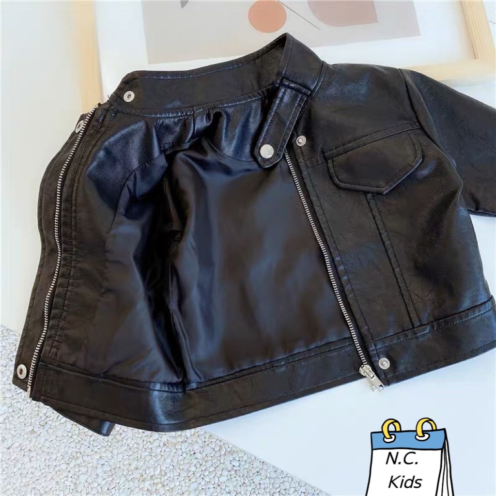 SIZE ĐẠI 9-28KG: ÁO KHOÁC DA CỔ TRỤ SÀNH ĐIỆU CHO BÉ TRAI - AKD23