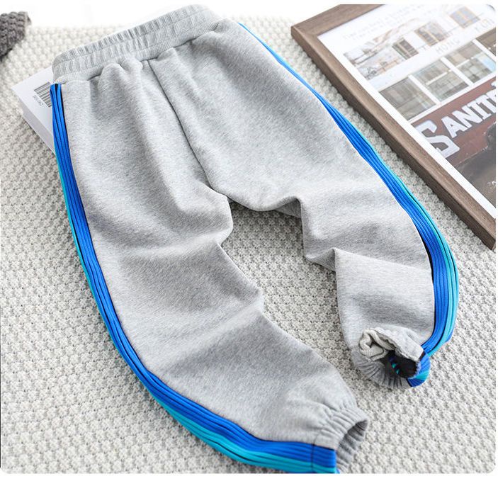 Quần tây nam hợp thời trang và thời trang quần thể thao trẻ em rộng rãi thun mùa xuân và mùa thu quần trẻ em trung và lớn