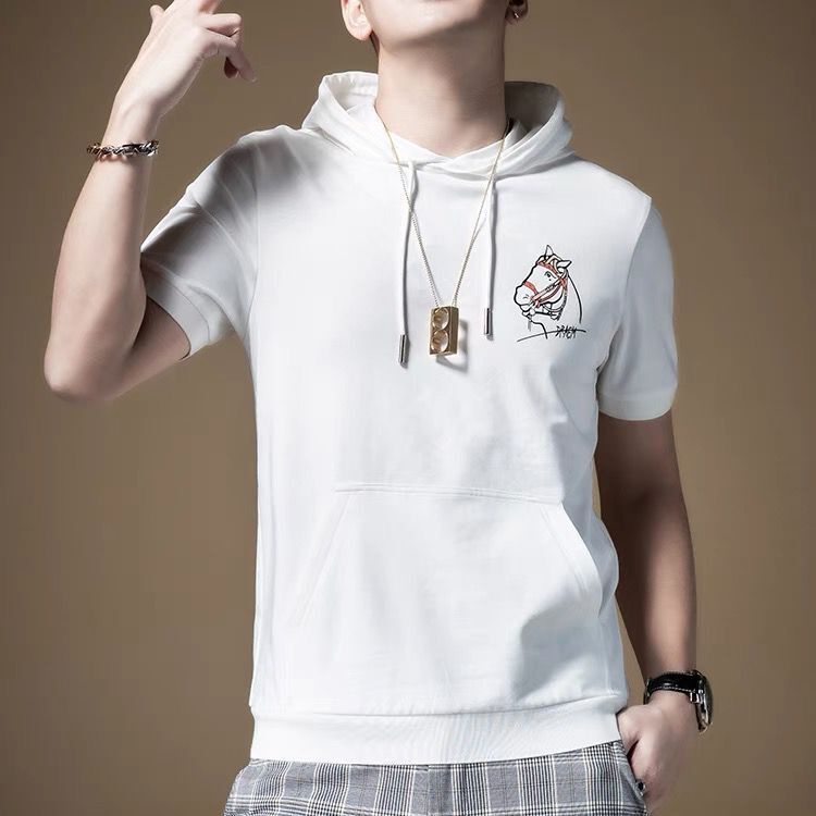 Mũ trùm đầu nam t-shirt in kim cương drawstring t-shirt