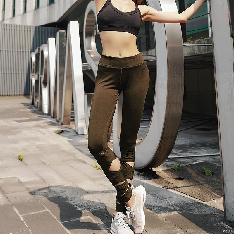 Quần Legging 8 Tấc Cột Dây Tập Yoga / Nhảy Múa Co Giãn Phong Cách Mới