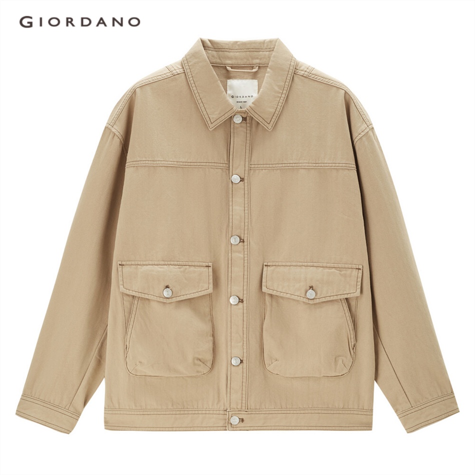 Áo khoác nam GIORDANO 18073601 có túi cổ lật phối màu tương phản thời trang dành cho nam