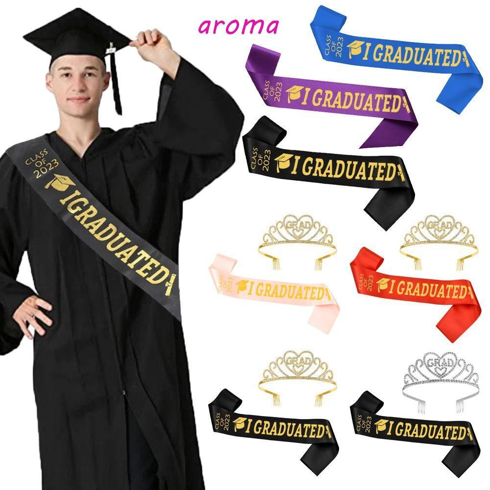 AROMA Graduated Set Dây Đai Đeo Vai Thắt Lưng Vải Lụa Satin Trang Trí Lễ Tốt Nghiệp Cho Nam Và Nữ