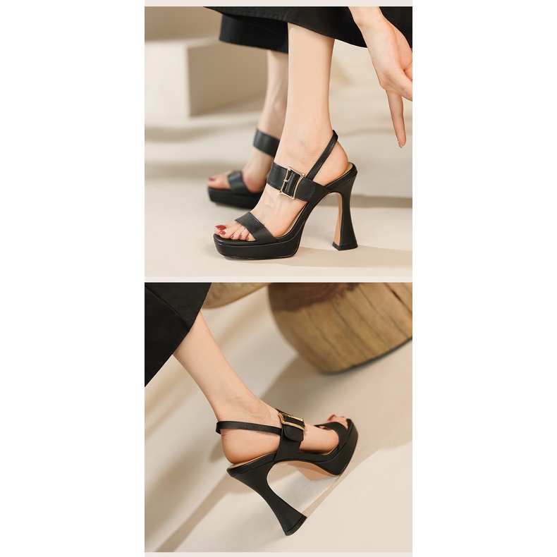 Xăng đan Cao Gót Mũi Vuông Phong Cách Hàn Quốc Mới Mùa Thu 2023