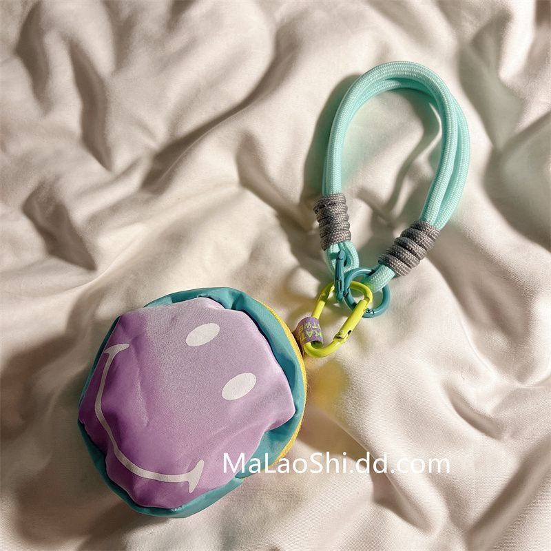 Màu sắc dễ thương ví tiền xu mặt cười dây đeo tay dây đeo ví nhỏ