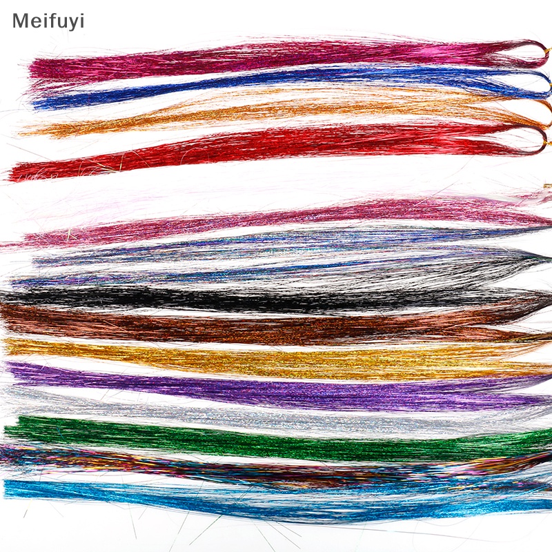 120 sợi dây buộc tóc bling silk hair flare strands glitter rain hair decor cod
