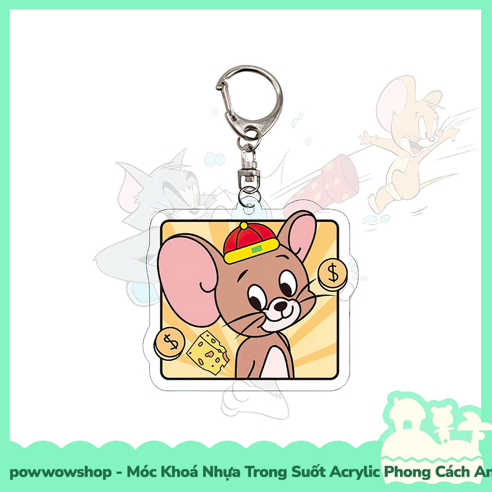 Móc Khoá Nhựa Trong Suốt Acrylic Phong Cách Nhân Vật Hoạt Hình Mèo Chuột Tom And Jerry
