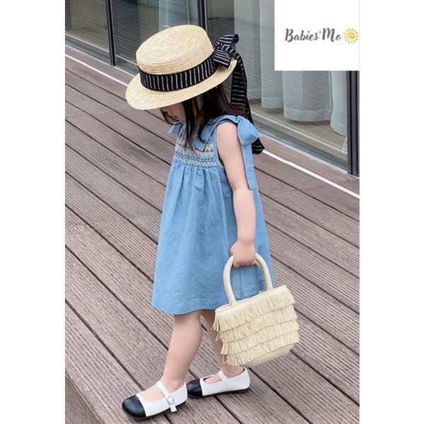 Đầm dây jeans smock  ngực