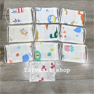 Khẩu trang vải xô hình VUÔNG cho bé sơ sinh đến 2 tuổi