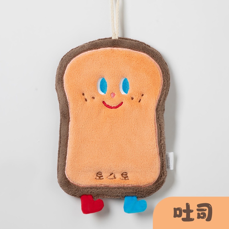 Dreamerhouse phim hoạt hình dễ thương khăn tay treo nhà bếp khăn lau tay quick-drying rag three-layer dày coral fleece khăn tay