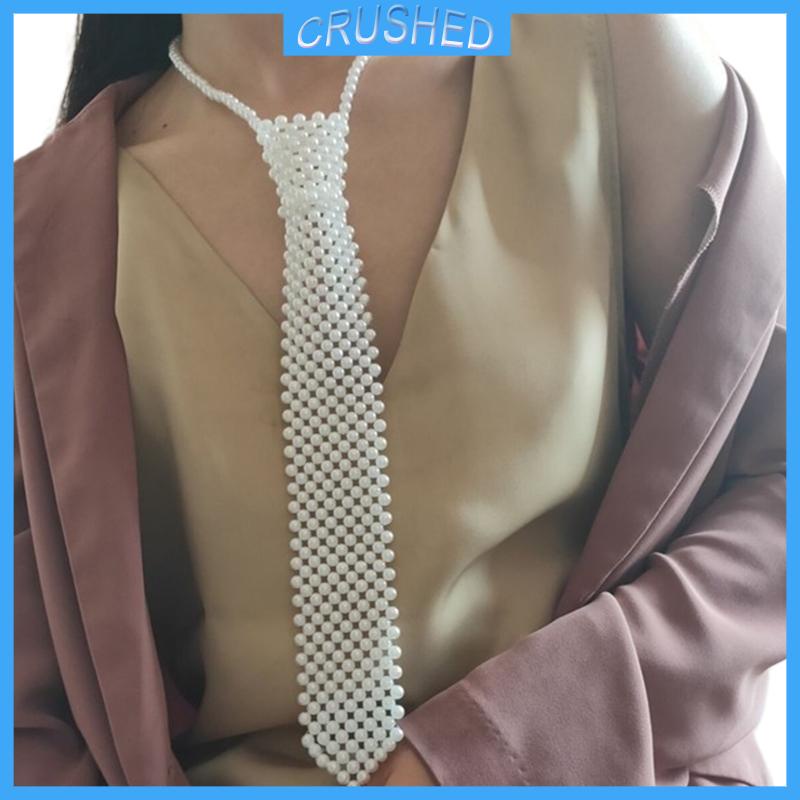 Crush phụ nữ rỗng ra dệt giả ngọc trai cà vạt vòng cổ dệt cổ điển đính cườm đồ trang sức cổ điển choker áo sơ mi cà vạt coll