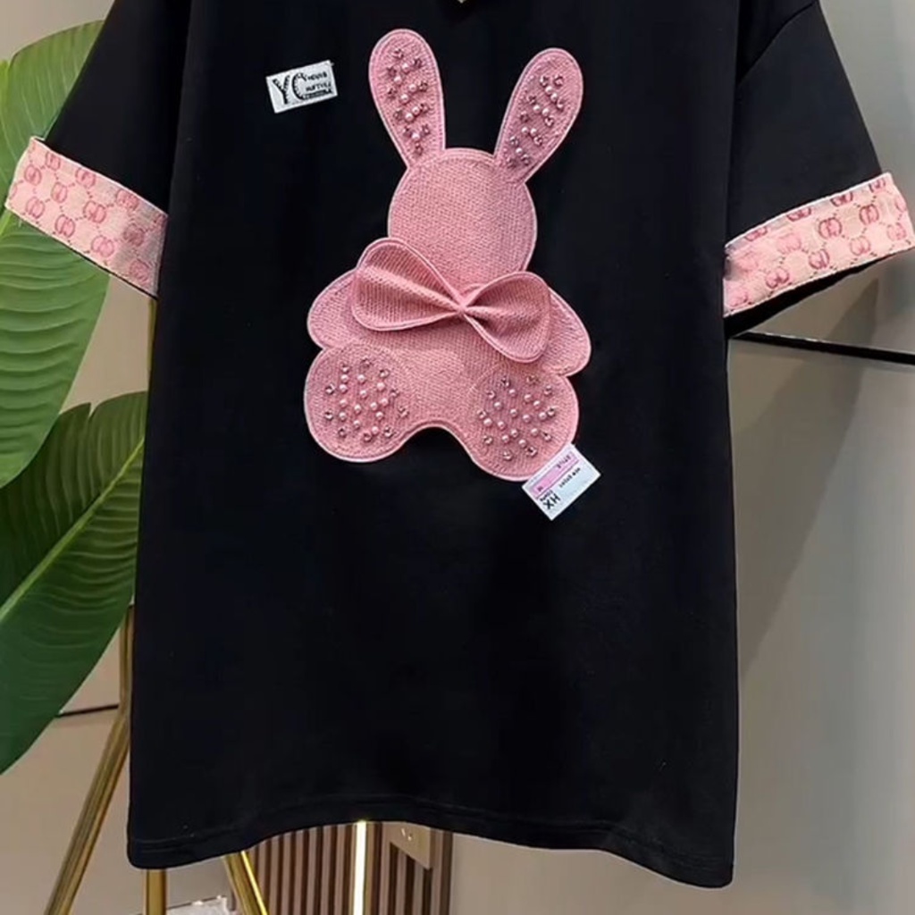 Summer cartoon short-sleeved t-shirt loose 2023 plus size women's top