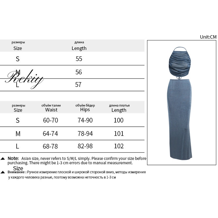 Rekiy women individual sets 2023 new tendency shrinking pleated backless navel short top + slim-fitting hip-wrapped skirt set