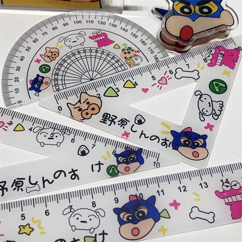 Crayon Shin-chan Hoạt Hình Dễ Thương Bộ Thước Học Sinh Trọn Bộ Thước Tam Giác Dụng Cụ Học Tập Văn Phòng Phẩm -top3C01