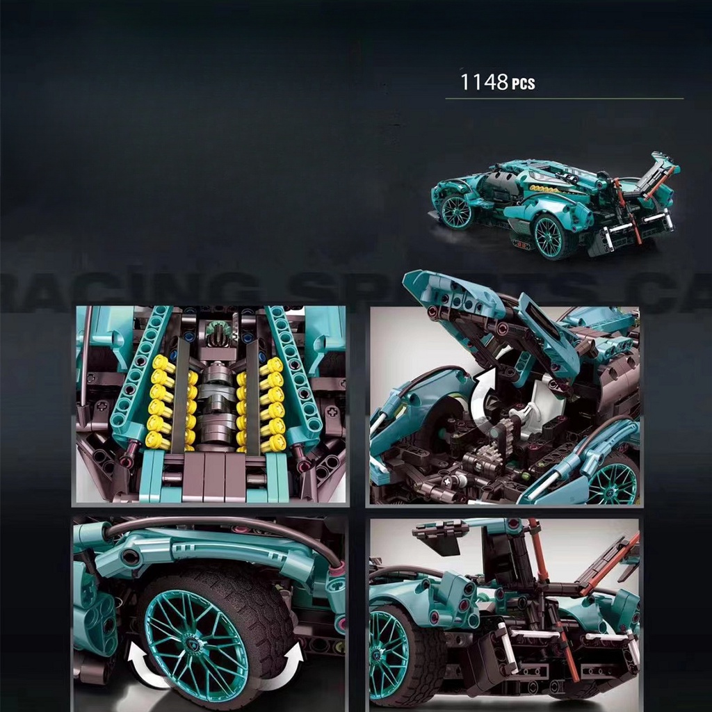 Đồ chơi lắp ráp mô hình siêu xe Technical Lamborghinis V12  1:14 Super Speed Racing Car 22002  1148pcs （phiên bản tĩnh）