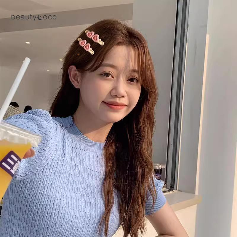 Beautycoco🍊Kẹp tóc mái hình trái tim màu kẹo ngọt thời trang cho nữ