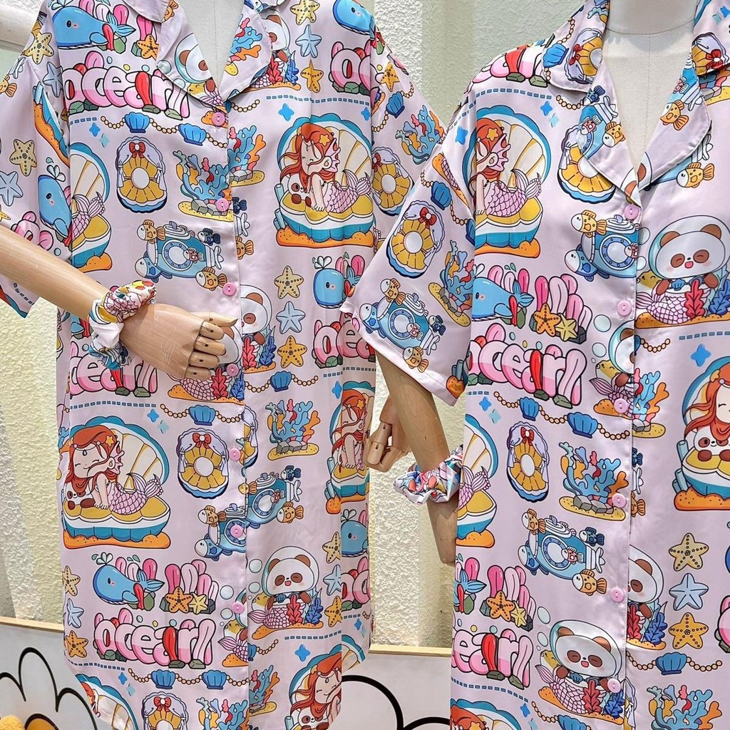 Đầm Pijama tiên cá kèm cột tóc - HN1527