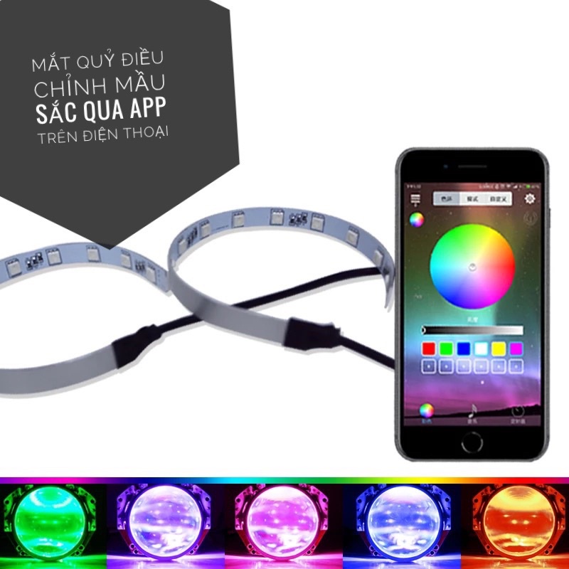 Vòng LED Mắt quỷ  chỉnh mầu qua App trên điện thoại