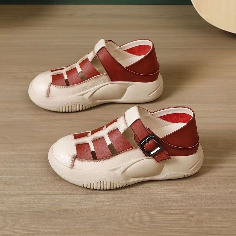Soft-soled thick-soled anti-slip casual toe-covered sandals nữ 2023 summer new style fashion all-