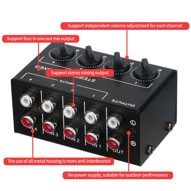 Bảng Điều Khiển Âm Thanh Stereo Mini 4 Kênh Cho Live and Studio