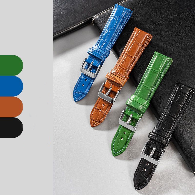 Dây Đeo Đồng Hồ Bằng Da Thật Nhiều Màu Tùy Chọn Cho Nam Nữ 18 19 20 21 22MM Phụ Kiện Đồng Hồ