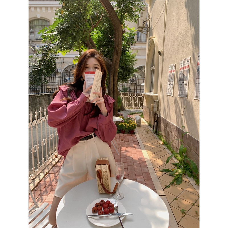 Áo Kiểu Tay Dài Dáng Rộng Cổ Chữ V Thiết Kế Mới Thời Trang Mùa Xuân Dành