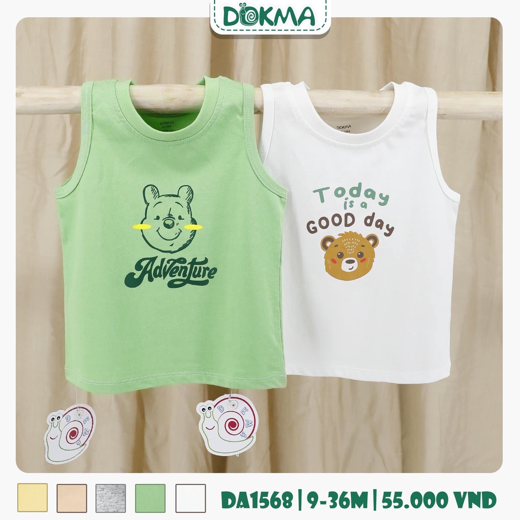Áo ba lỗ bé trai cao cáp cotton DOKMA size 9m-36m
