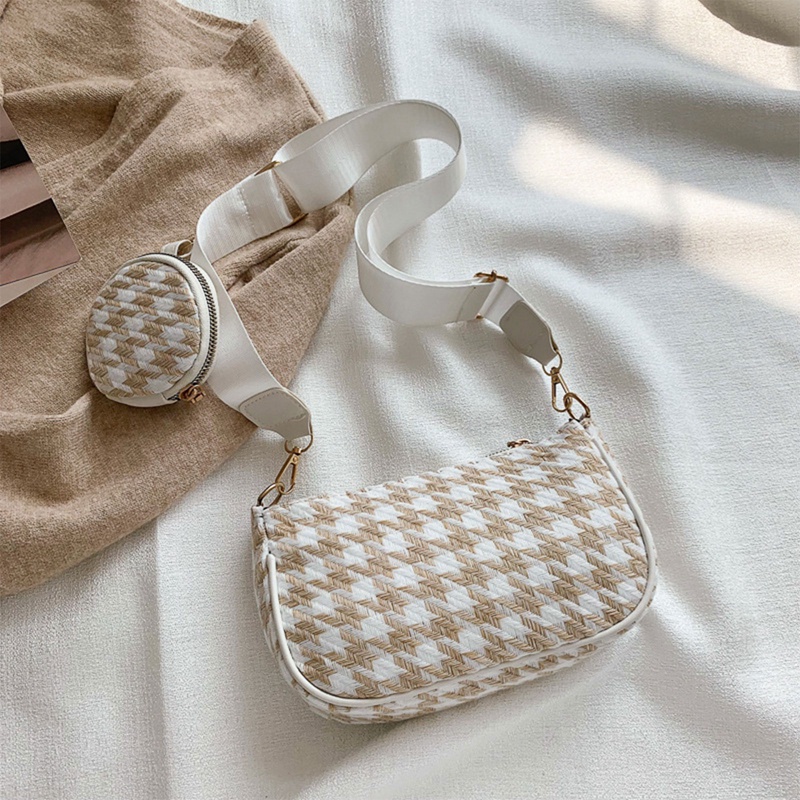 Túi Xách Tròn Đeo Chéo Họa Tiết Caro Vintage Cho Nữ