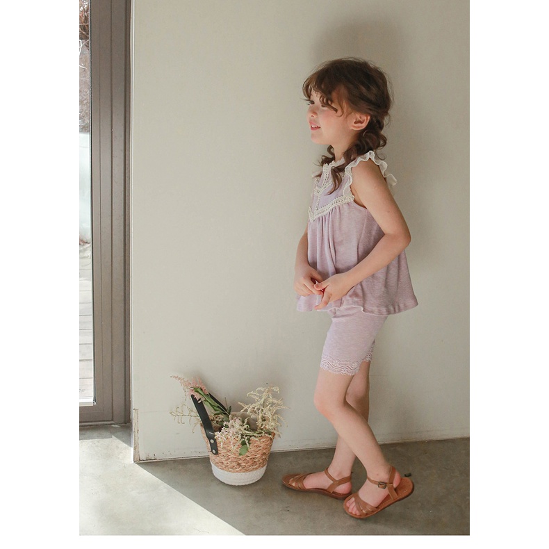 Áo Thun Không Tay Phối Ren Họa Tiết Dâu Tây Phong Cách Hàn Quốc Thời Trang Mùa Hè 2023 Dành Cho Bé Gái