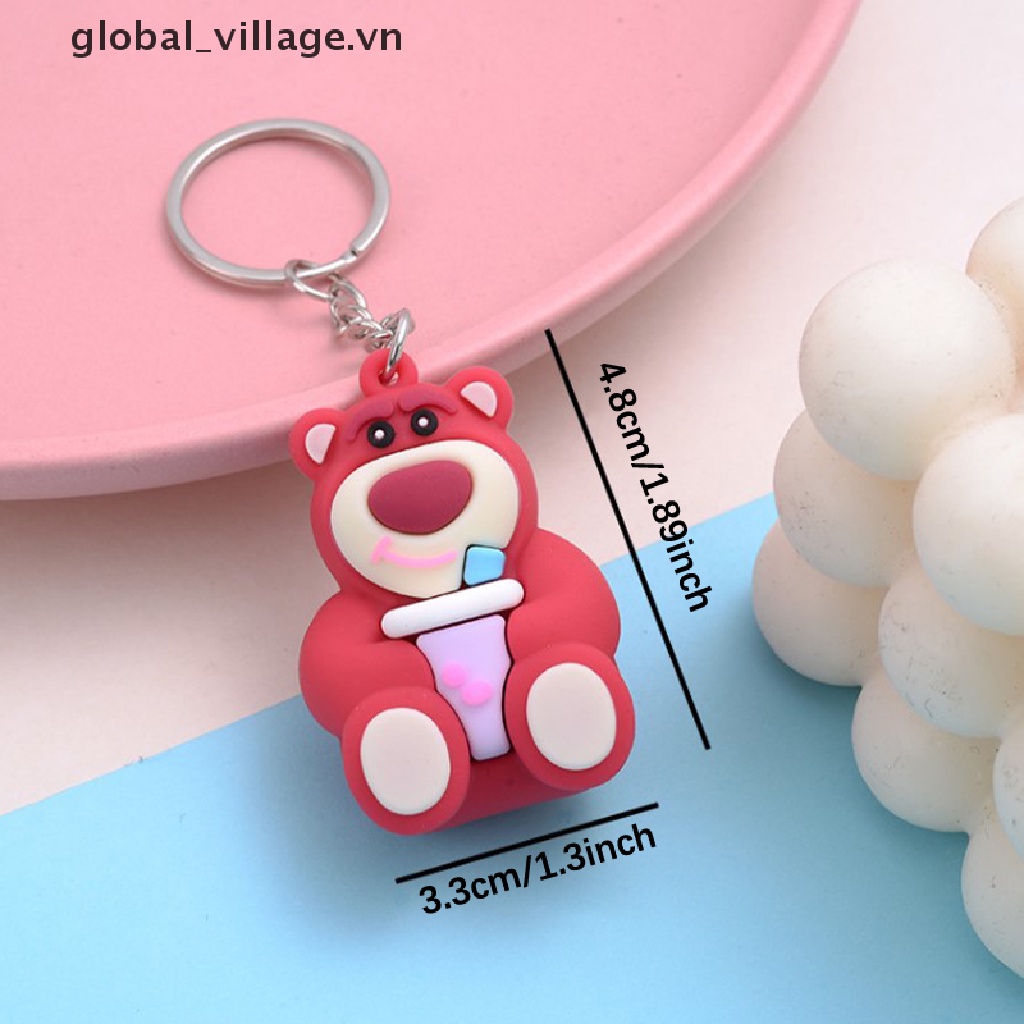 Móc Khóa Resin Hình Gấu Dâu Tây Hoạt Hình Dễ Thương Tinh Tế Làm Quà Tặng Cho Cặp Đôi [VN