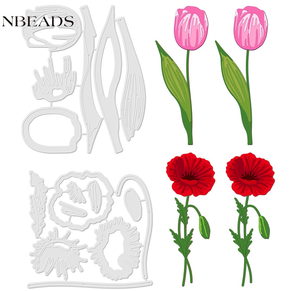1 Bộ Khuôn Cắt Giấy Kim Loại Hình Hoa Tulip Xinh Xắn