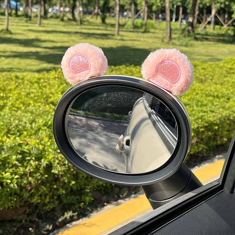 Car Creative Car Rearview Mirror Cute Rabbit Ears Decorations Center Console Decoration Car Interior Accessory Internet Celebrity Female GubH