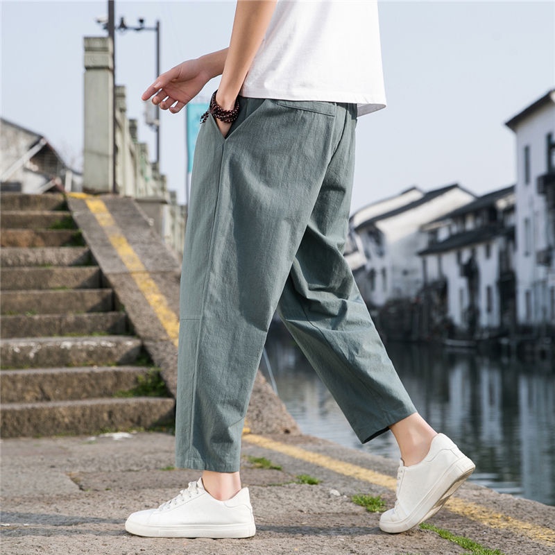 Quần Dài Vải Lanh Cotton Ống Rộng Phong Cách Trung Hoa Thời Trang Mùa Hè Hàng Mới 2023 24 Giờ