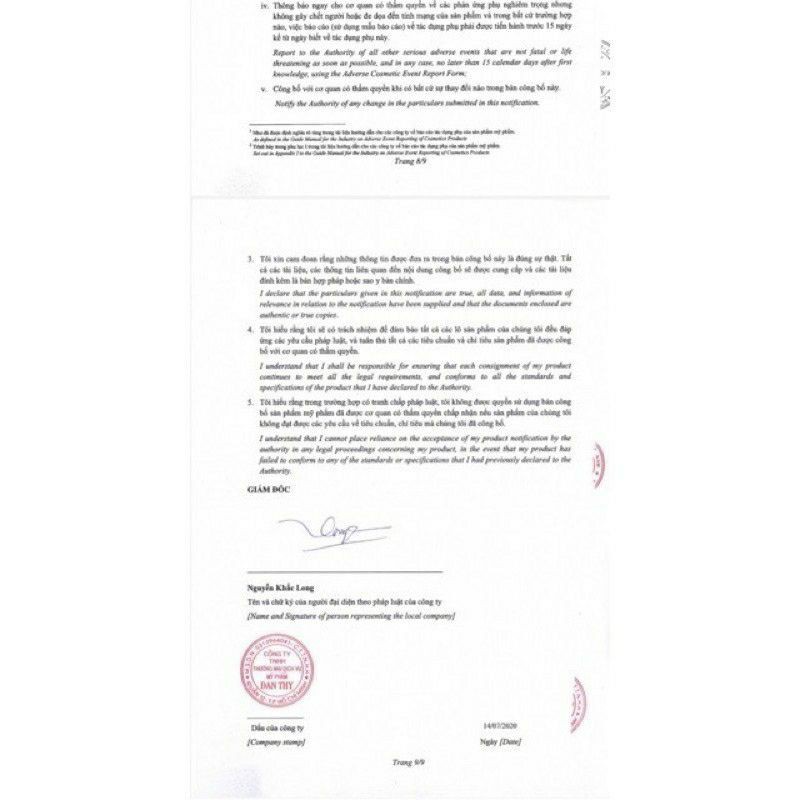 Sữa rửa mặt tầng sâu Đan thy hàng công ty