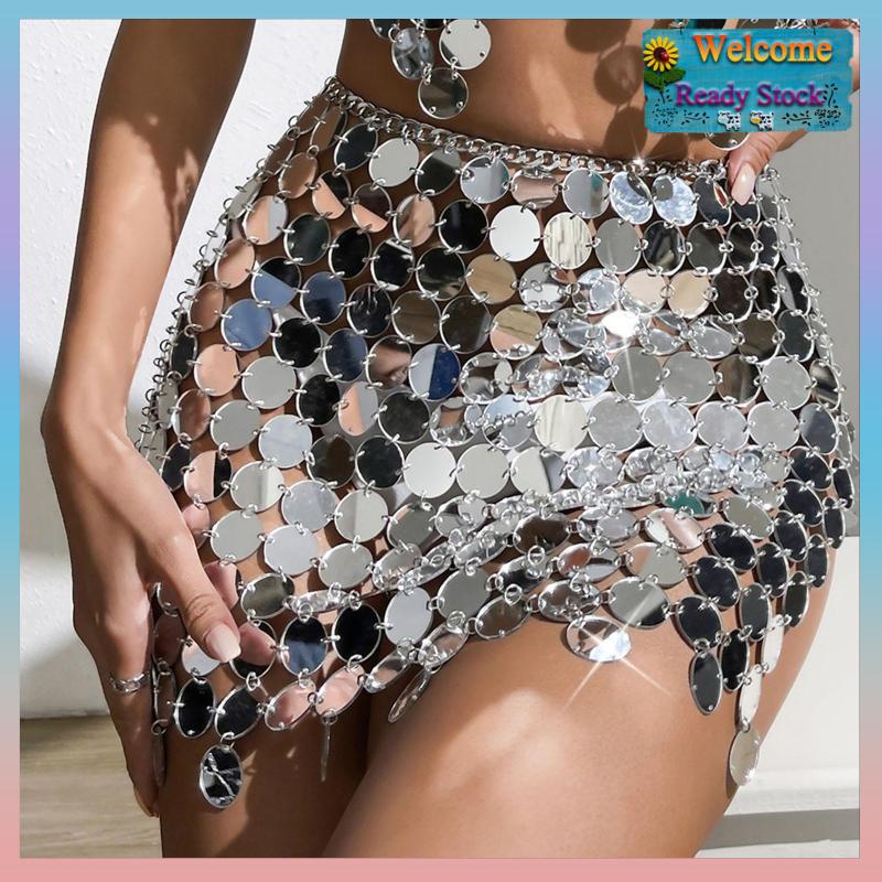 Chân Váy Múa Bụng Đính Kim Sa Lấp Lánh Thời Trang Cho Nữ