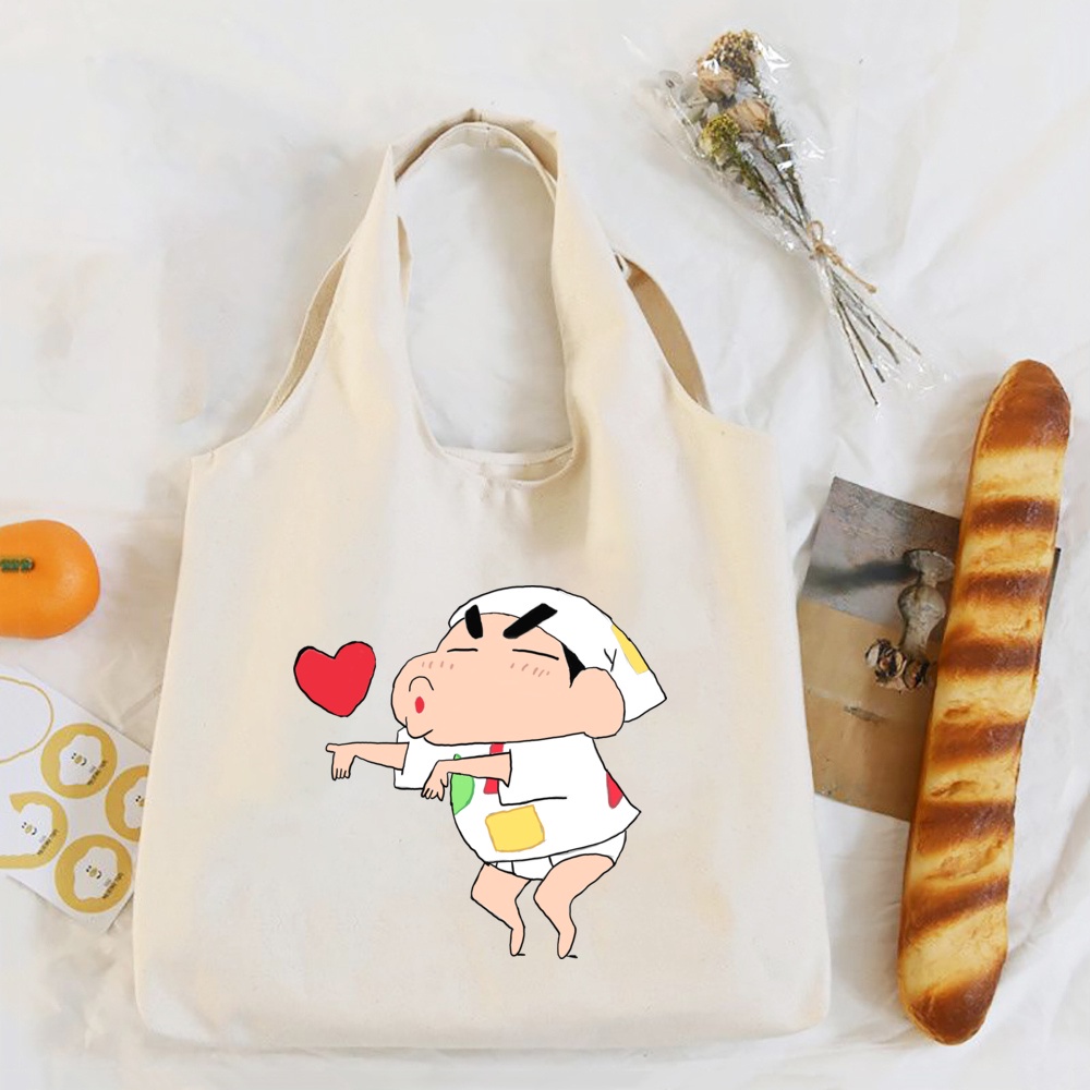 Túi Đeo Vai Túi Mua Sắm Canvas Crayon Shin Chan Họa Tiết Hoạt Hình Túi Xách Thích Hợp Cho Nữ Thời Trang Mùa Hè