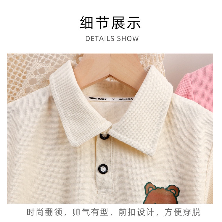 80-2xl Áo Sơ Mi POLO Gấu Cha Mẹ-Con Áo Sơ Mi POLO Mùa Hè Áo Thun Tay Ngắn Bé Trai Bé Gái Màu Trơn Phong Cách Phương Tây Thể Thao Thông Thường