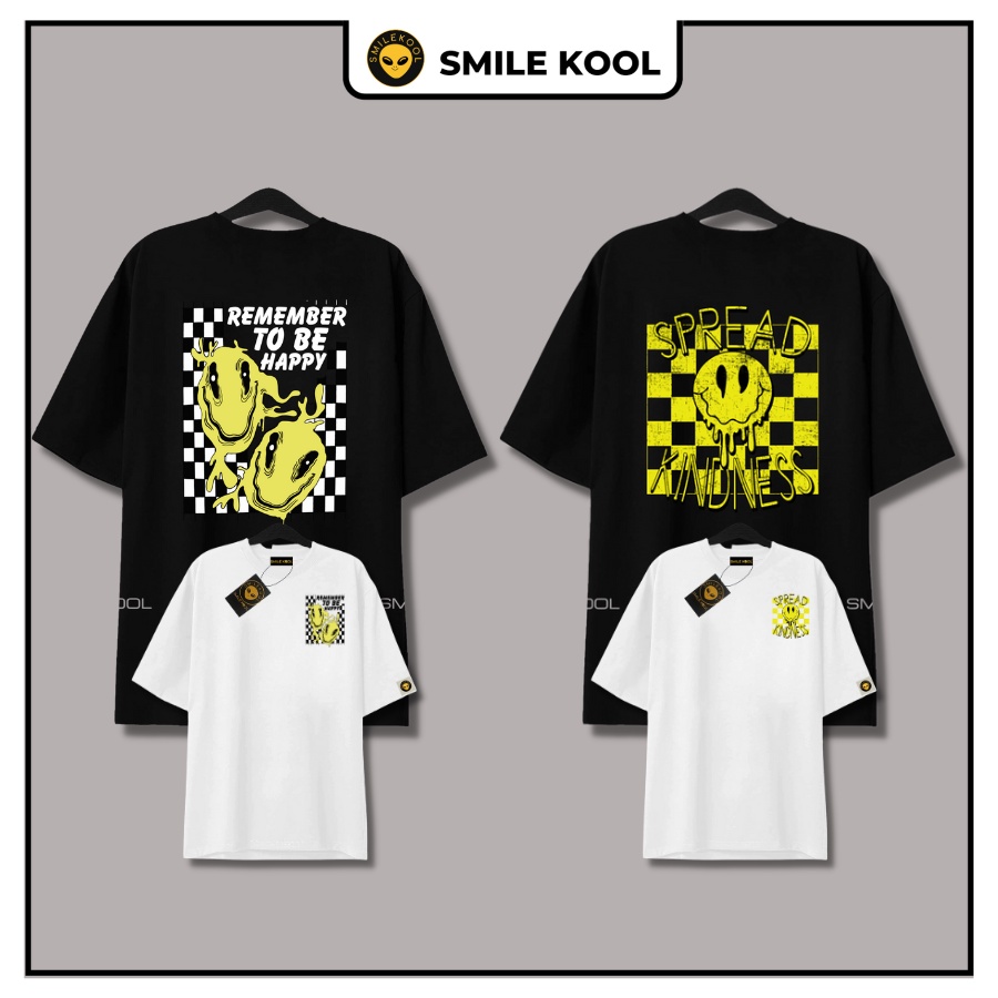 Áo Thun Tay Lỡ Smile Kool , in 2 mặt, Form rộng oversize, unisex nam nữ, smile kool shop