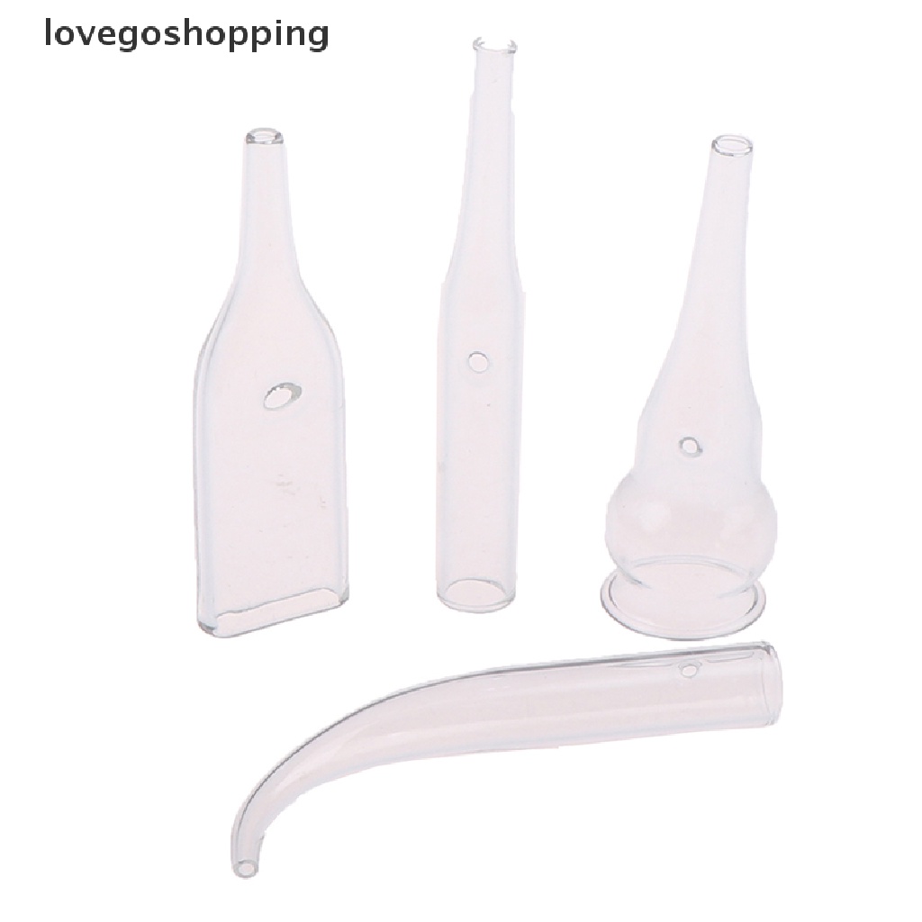 Set 4 Ống Hút Chân Không Làm Sạch Mụn Đầu Đen / Mụn Trứng Cá Bằng Thủy Tinh