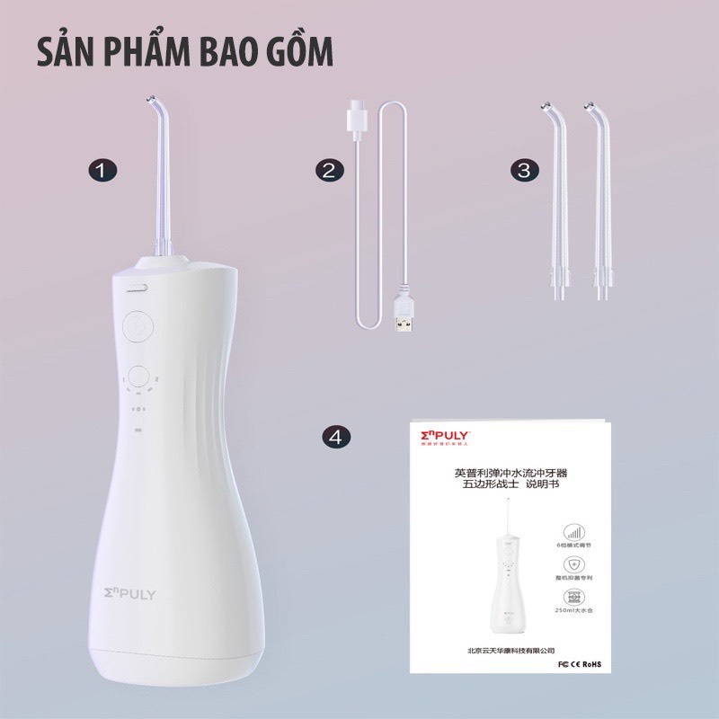 Máy tăm nước mini Xiaomi Enpuly ML8  Chống Thấm Nước IPX7 Dung Tích 250ml /  M6 Plus nhỏ gọn di động Kèm vòi thay thế