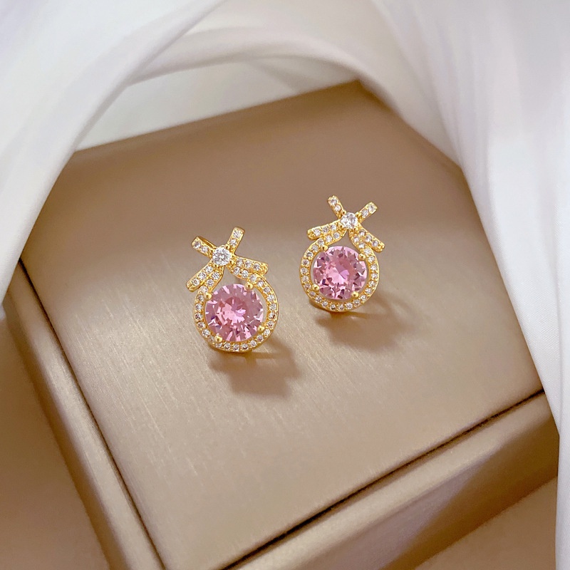 Bộ Dây Chuyền + Bông Tai Bằng Thép Titan Đính Kim Cương Hình Giọt Nước Sang Trọng Thời Trang Cho Nữ