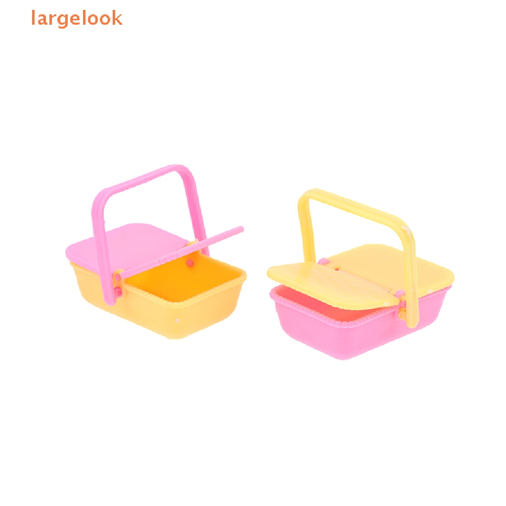 Bộ 2 Giỏ Mua Sắm Mini Bằng Nhựa 1: 12 Màu Sắc Ngẫu Nhiên Trang Trí Nhà Búp Bê