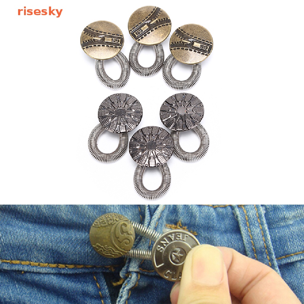 Set 6 Nút Kim Loại Co Giãn Nới Rộng Eo Quần Jean