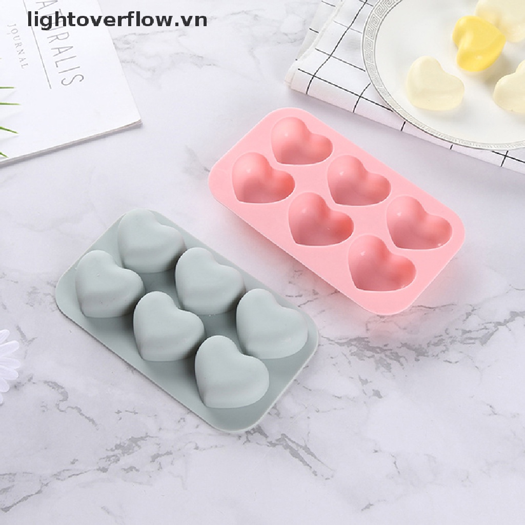 Khuôn Silicon Làm Bánh Kẹo 6 Ngăn Hình Trái Tim
