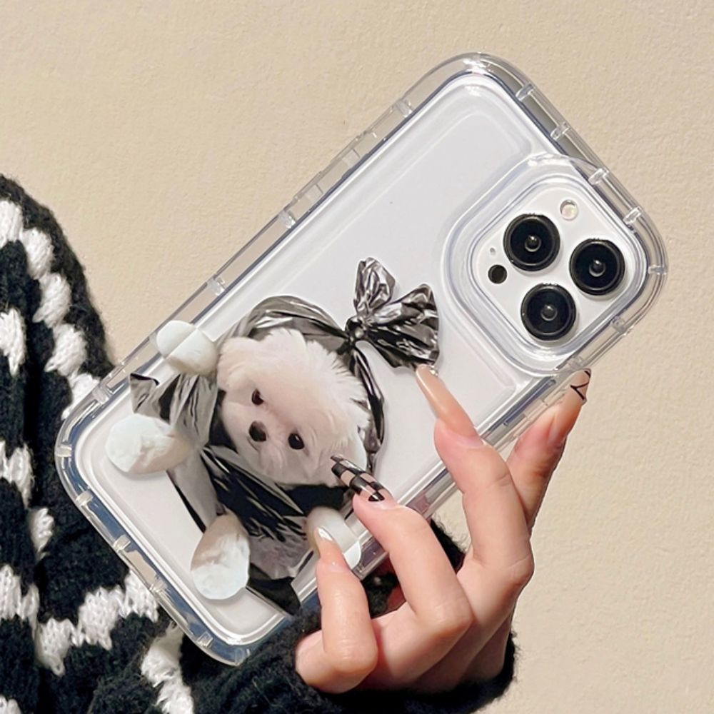 Ốp Điện Thoại TPU Dẻo Họa Tiết Chó Mèo Kèm Túi Khí Chống Rơi Cho IPhone 11 12 13 14 Pro Max XS XR 7 8 6 Plus