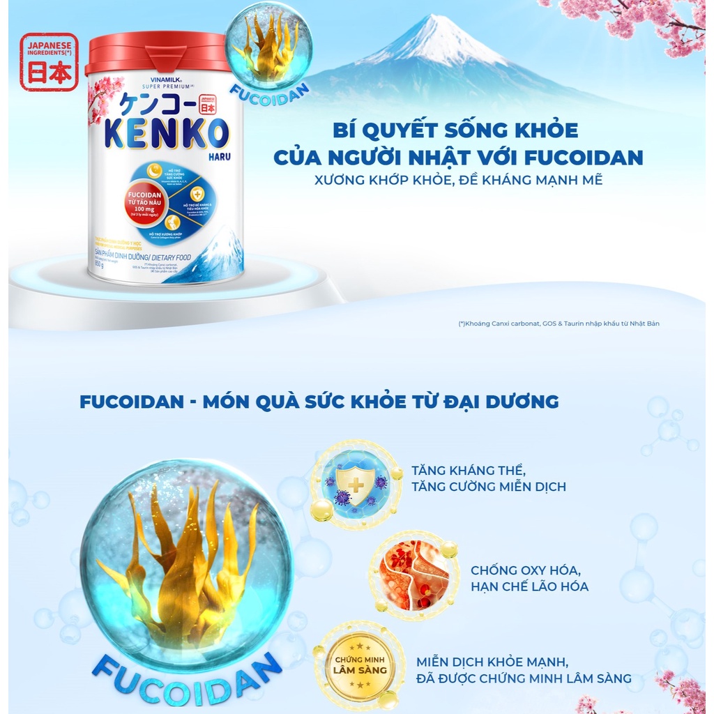 Hộp Sữa bột dành cho người lớn tuổi Vinamilk KenKo Haru Hộp thiếc 350g -Xương khớp khỏe, hỗ trợ đề kháng