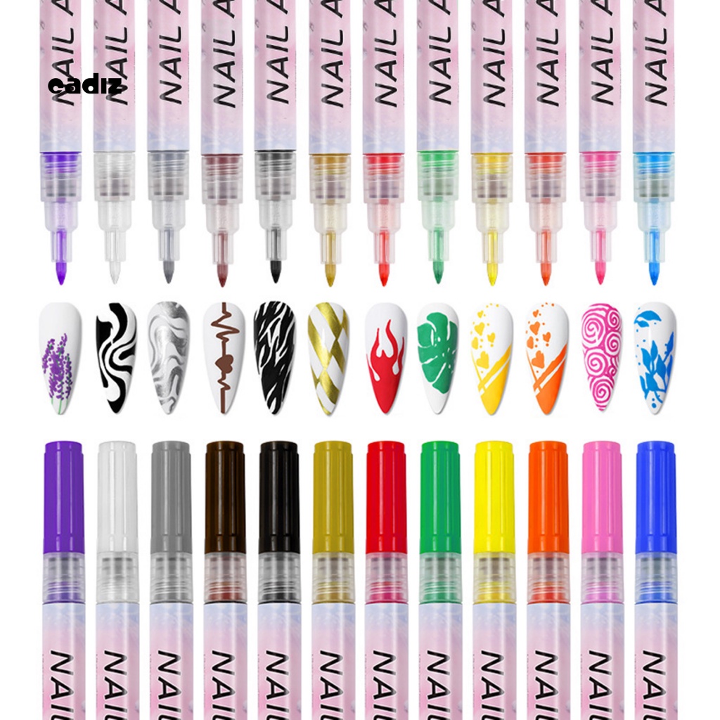 Set 12 Bút Vẽ Móng Nghệ Thuật Bằng Nhựa Màu Sắc Tươi Sáng Cho Nữ