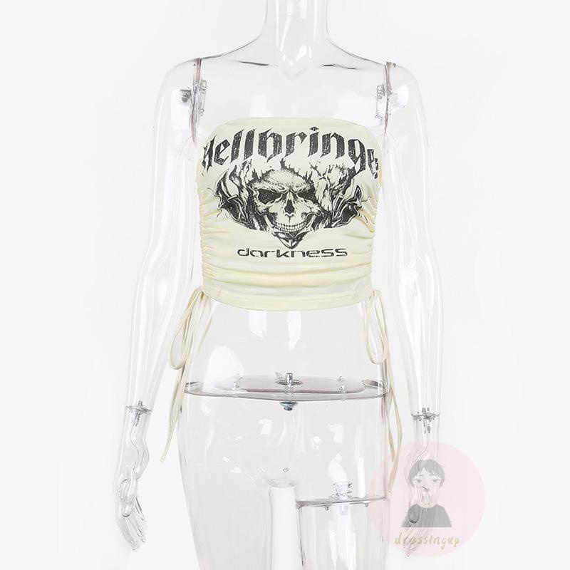 Áo Ống Dây Rút In Chữ Thời Trang Mùa Hè Dành Cho Nữ