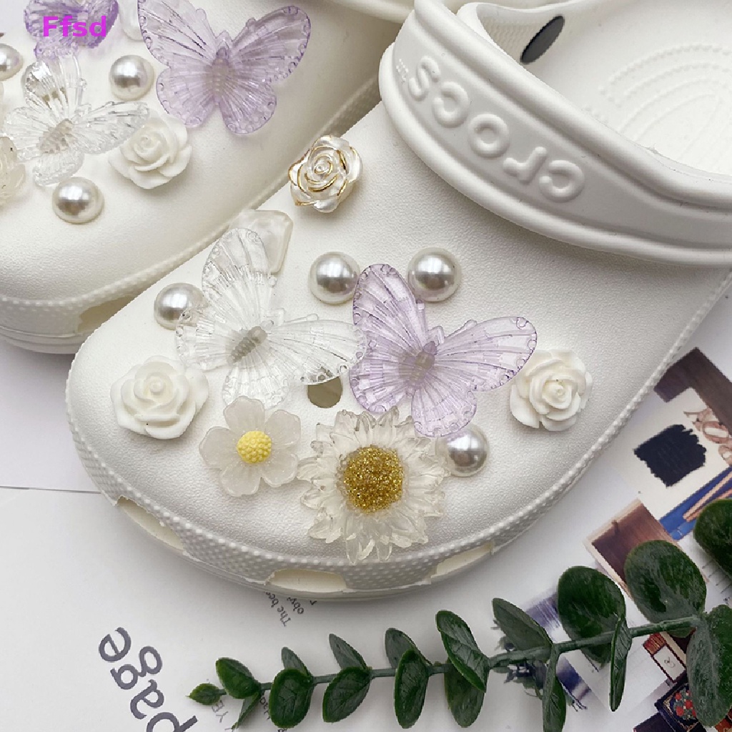 {Ffsd} Phụ Kiện Khóa Hình Bướm Màu Tím Trong Suốt Có Thể Tháo Rời Diy